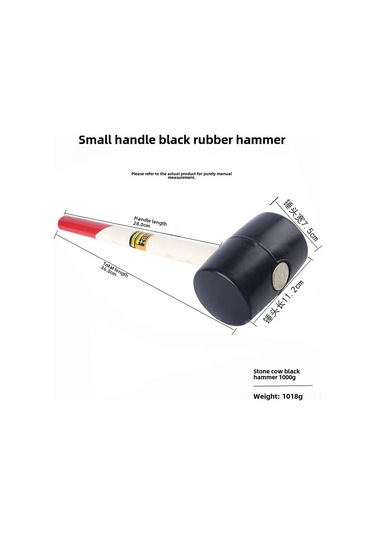 Monyee Ahşap Saplı Yuvarlak Uçlu 1000g Kauçuk Çekiç - Kırılgan Malzeme Montajı İçin Sarsıntı Emici Profesyonel Araç 50 Adet/adet