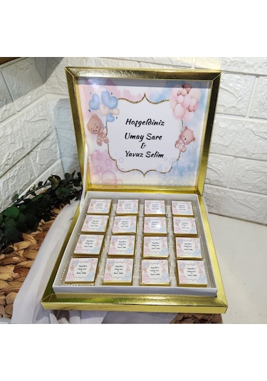 İkiz Bebek Çikolatası Kız Erkek 48 Li Olarak