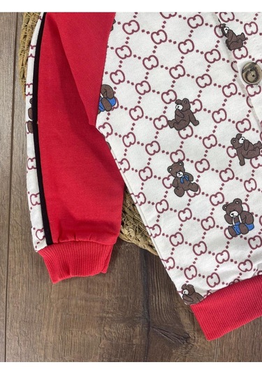 Panda Baskılı Relaxed Eşofman Takımı Kırmızı