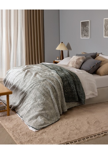 Nord Çift Kişilik Sherpa Battaniye - Haki Çok Renkli