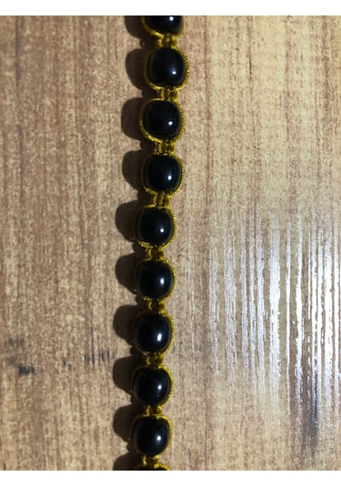 Siyah Boncuklu Bijuteri Bileklik Altın