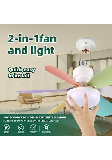 Dashanshop Xbate Akıllı Tavan Fanı 52.07 Cm Uzaktan Kumandalı 3 Hızlı 3 Renk Led Aydınlatma E26 E27 Vida Tabanı Yatak Mutfak Banyo Garaj İçin