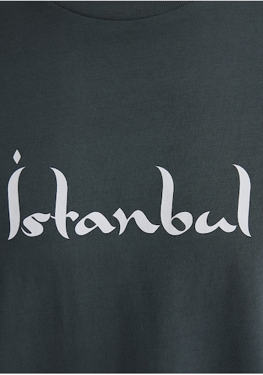 Mavi - İstanbul Baskılı Yeşil Tişört 0612999-71598 Yeşil