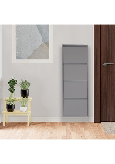 4'lü Metal Ayakkabılık - Gri