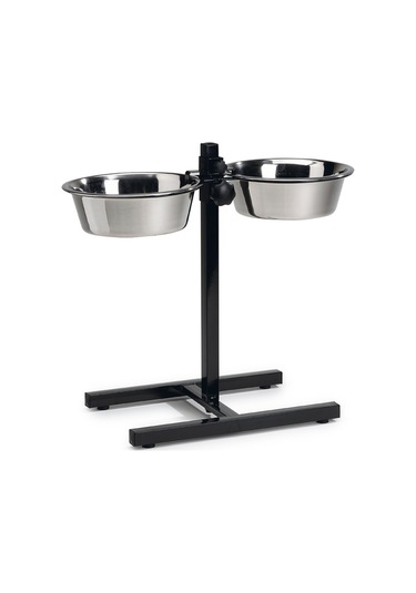 Beeztees Köpek İkili Mama Su Kabı, Ayaklı, Paslamaz Çelik, 25cm, 2x2,5l