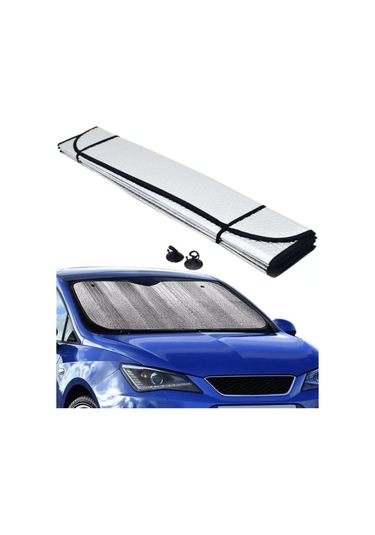 Araba Ön Cam Güneşliği Balonlu Metalize Parlak Alüminyum Katlanabilir Oto Güneşlik 130x60cm