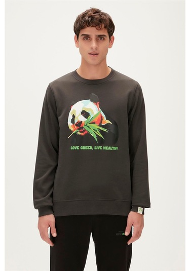 Bad Bear Re-bamboo Crewneck Erkek Sweatshirt-5575 Raven Füme
