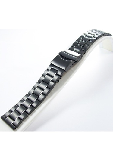 22Mm Siyah Metal Saat Kordonu Çelik Kolçak 1.Kalite Kayış Şeritli