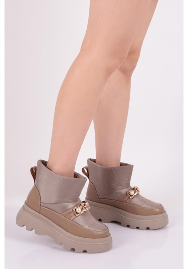 Dgn Es808 Kadin Kalin Zincir Aksesuarli İnci Taşli Bot ES808-2007-R1886 Vizon Dgn Es808 Kadin Kalin Zincir Aksesuarli İnci Taşli Bot ES808-2007-R1886 Vizon