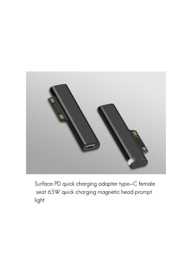 Dofolink Usb-c'den Surface Pd Hızlı Şarj Adaptörü - Pro 3/4/5/6, Book Uyumlu, Abs Malzeme, Siyah 45w+ Gerekli