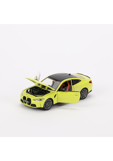 1:24 Ölçek Bmw M4 Sesli Işıklı Kapısı Kaputu Açılan Stantlı Model Araç Sarı
