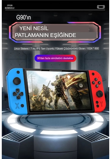 G90 7 İnç Ips Hd Ekran Oyun Konsolu Linux İşletim Ve Çoklu Sistem Emülatörü Arcade Oyun Konsolu