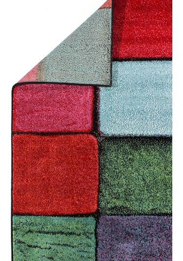 Konfor Halı Renkli Kare Duvar Taşı Modern Dokuma Halı