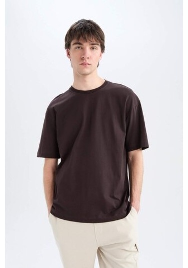 DeFacto Oversize Geniş Kalıp Bisiklet Yaka Basic Düz Kısa Kollu Tişört E6885AXNSBN337