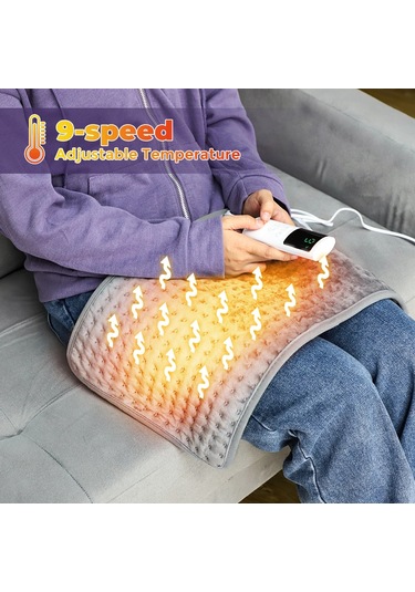 Elektrikli Isıtma Pedi Battaniye 9 Seviye 4 Mod Zamanlayıcı Isıtma Pedi Omuz Grey Ab Tak Grey Gri