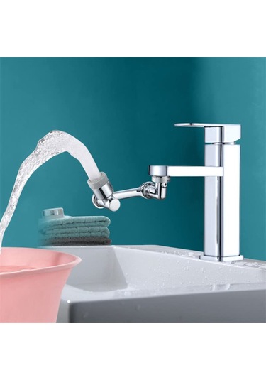 By Akcakese Krom 1080 Derece Dönebilen 2 Fonksiyonlu Musluk Ucu Gümüş