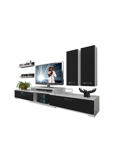 Decoraktiv Flex 5d Slm Tv Ünitesi Tv Sehpası Beyaz - Siyah