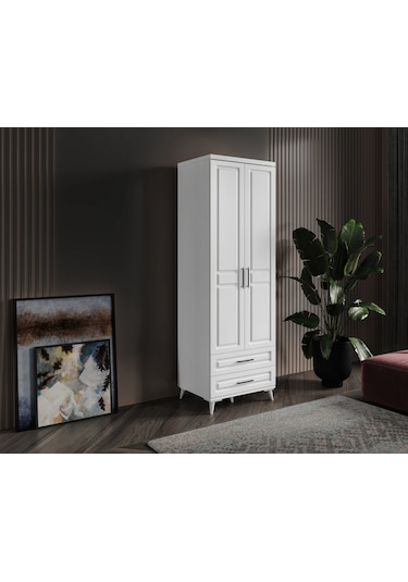 GuneyStore Gözde 2 Kapaklı Komple MDF Beyaz Gardırop