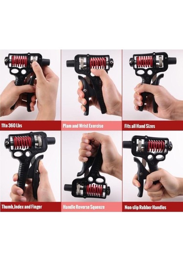5-165kg Sayaçlı Ayarlanabilir El & Bilek Güçlendirici Profesyonel Kol Ve Kavrama Egzersiz Aleti Cks-108n Siyah