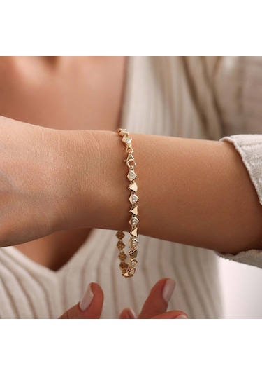 Sembol Gold İtaly Altın Bileklik Triangle Renkli Çok Renkli