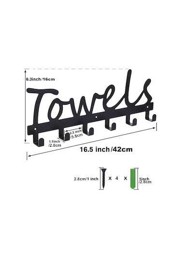Gajeena Vintage Demir Duvar Takımı: Anahtar, Havlu, Kemer Asma Hook - Ev Organizasyonu Aletleri, Rustik Dekor, Kolay Kurulum Siyah
