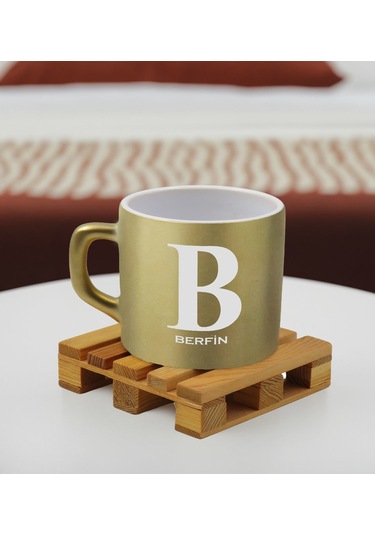 Bk Gift Kişiye Özel İsimli Gold Renkli Middle Çay & Kahve Fincanı-3, Arkadaşa Hediye, Sevgiliye Hediye, Doğum Günü Hediyesi Kobitmeyencom32515 Bk Gift