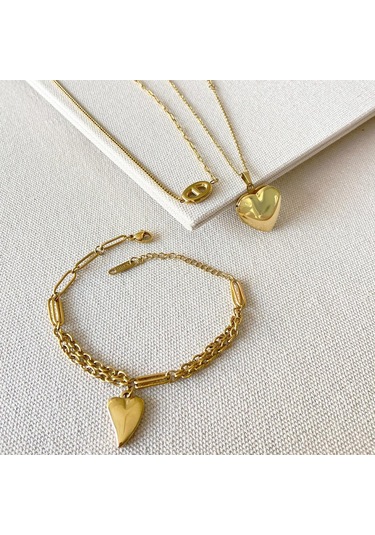 Kalp Açılır Bileklik 3'lü Çelik Set Çok renkli