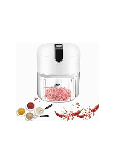 Qianfan Sarjlı Mini El Rondosu Çelik 3 Bıçaklı 250 Ml Hazneli