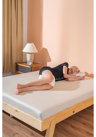 Visco H Model Diz Arası Ortopedik Yastık Bacak Arası Yastık Visco Yastık 25 19 14cm Beyaz