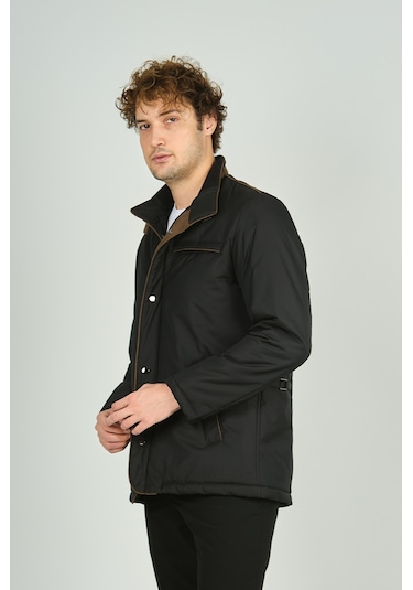 Daynax Erkek Dik Yaka Fermuarlı Ve Çıtçıt Kapamalı Cep Detaylı Mont Kaban 4520 Siyah Siyah