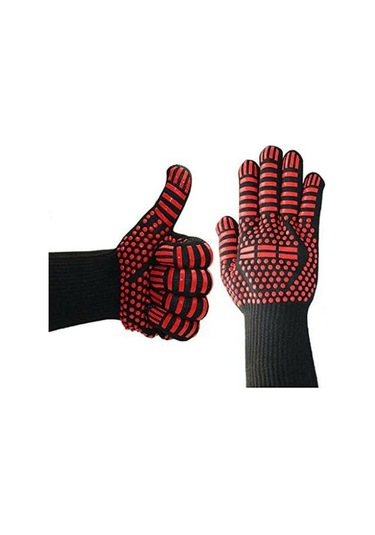 Ximistore9 800 C Isı Dayanıklı Barbekü Eldiveni - Kırmızı 30cm - 2'li Paket - Ev & Mangal İçin El Koruması Çok Renkli