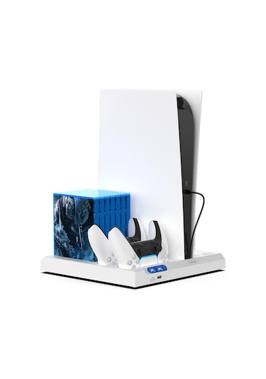 İpega Ps5 Slim Dijital/ps5 Slim Disk Multifonksiyonel Şarjlı,soğutucu Fanlı,vr Standlı Cd Raf Stand