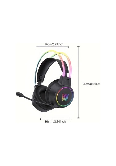 Xuweiwei Onıkuma Profesyonel Kablolu Oyun Kulaklığı Siyah Rgb Işık Gürültü Önleyici Mikrofonlu Pc Ps4 Ps5 Xbox İçin