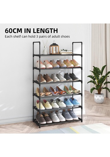 Jms Ayakkabı Rafı 4 Katlı -6 Katlı Ayakkabı Organizatörü Metal Ayakkabı Saklama Siyah