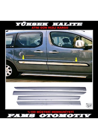 Peugeot Partner Tepee Krom Yan Kapı Çıtası 4 Kapı 2008 Üzeri