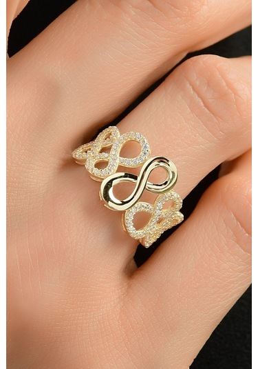 Sonsuzluk Taşlı Altın Yüzük 8 Ayar Sarı Altın