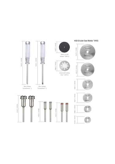 Yifomall 44 Parça Mini Daire Testere Seti - Metal, Cam Ve Seramik Kesme İçin Çok Amaçlı Elektrikli Alet Aksesuarları