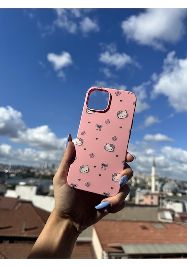 İphone 13 Mini Uyumlu Sevimli Hello Kittys Tasarımlı Telefon Kılıfı - Şeker Pembe