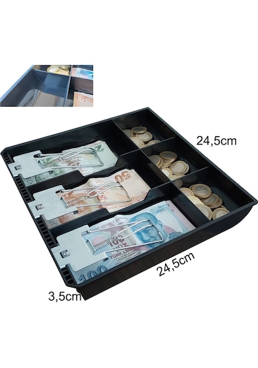 Para Çekmecesi Metal 3lü Banknot 3 Bozuk Para Hazneli