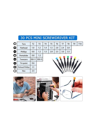 30'u 1 Arada Torx Tornavida Seti Manyetik Hassas Tornavida Seti