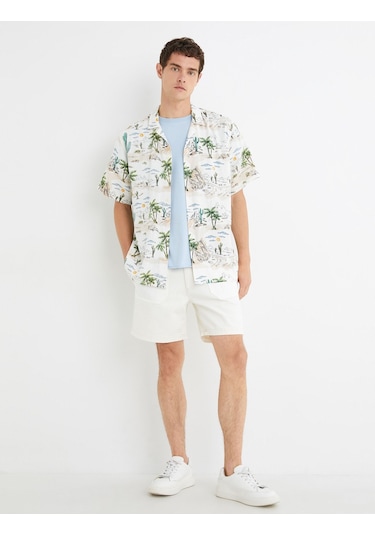 Koton Kot Şort Beli Lastikli Düğmeli Cep Detaylı Katlı Paça Kırık Beyaz 3sam40322nd 3SAM40322ND001 Ekru