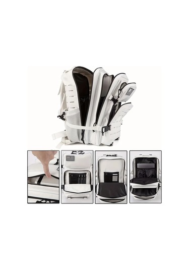 Dashanshop Beyaz Large Outdoor Backpack Dayanıklı Büyük Kapasiteli Outdoor Sırt Çantası Ayarlanabilir Askı Fermuarlı Çok Bölmeli Altın