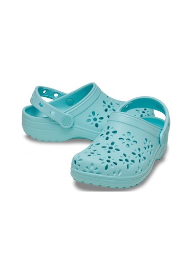 Crocs Classic Floral Cut Out Clog Kız Bebek Terlik 210944 Mavi