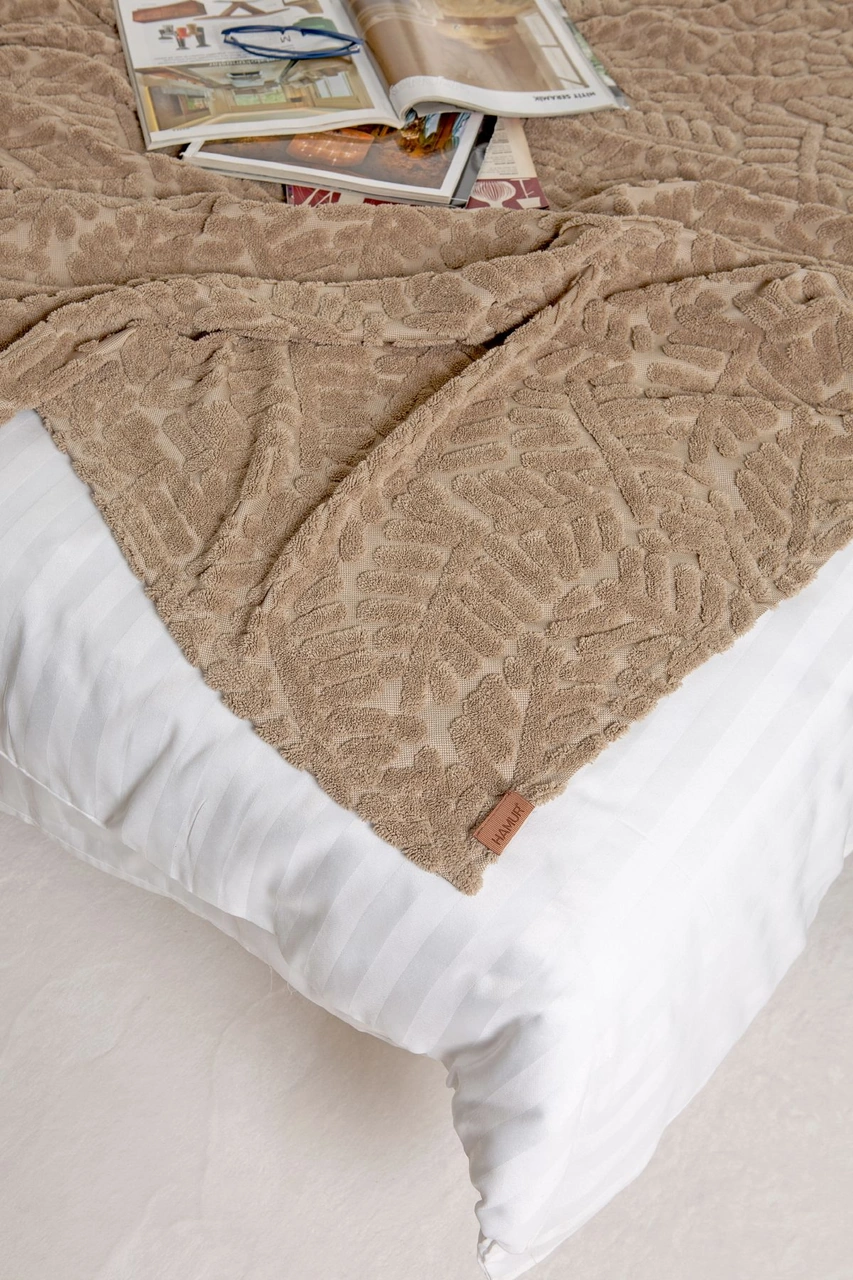 İskandinav Yatak Örtüsü Seti Çift Kişilik Set Bohem Punch Panç Desen Forest Natural Renkli