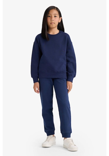 Defacto Kız Çocuk Standart Fit Basic Düz Beli Lastikli Jogger Eşofman Altı Y1226a625aunv241 Lacivert