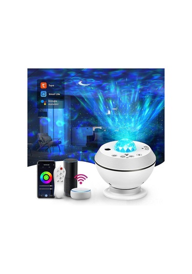 Samdoo Akıllı Alexa Yıldız Projeksiyonu, Çocuklar İçin Uyku Lambası, Ses Kontrol Ve Zamanlayıcı, Galaxy Uyumlu 360 Odalar İçin