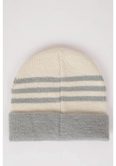 DeFacto Kadın Dokuma Etiketli Çizgili Bere A5636AX24WNGR105