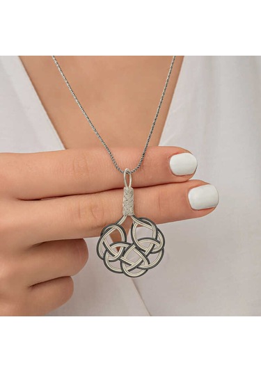 Himarry Gümüş Kazaziye Örgü Kadın Kolye Beyaz