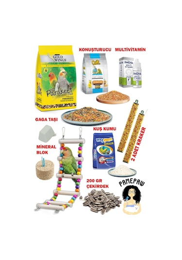 Gold Wings Paraket Sultan Cennet Papağanı Yem Seti 10'lu