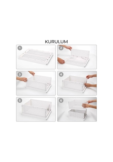 3 Adet Raylı Elbise Organizeri - Mutfak Banyo Düzenleme Depolama Üst Üste Dizilebilir Gri